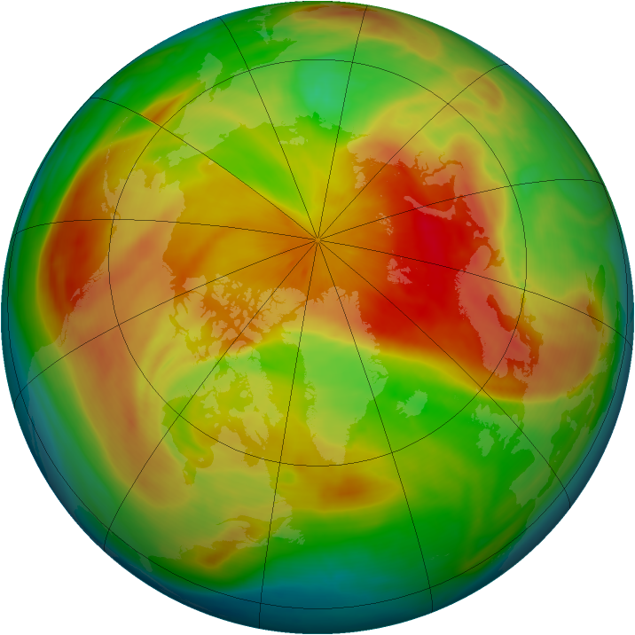 Arctic ozone map for 25 March 2008